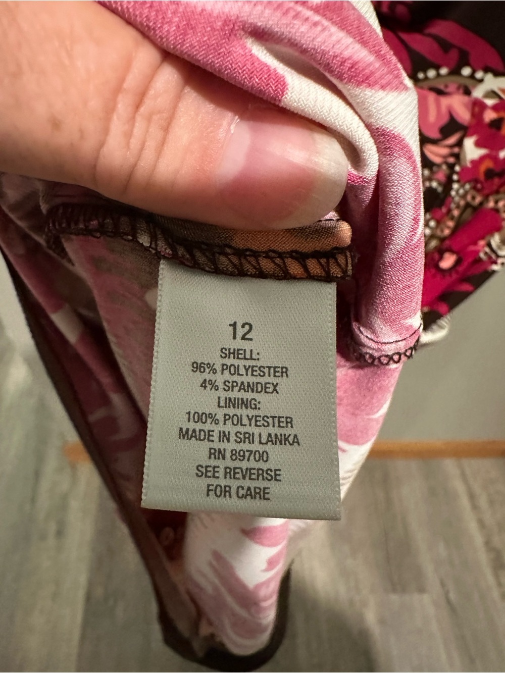 dressbarn Sleeveless V-Neck Floral Paisley Dress in Brown, Pink & Cream - Picture 5 of 5